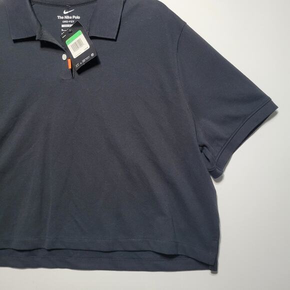NWT Nike Woman’s Cropped Golf Polo Black Dri-fit Size XL Loose Fit DC3426-010 - Picture 3 of 13